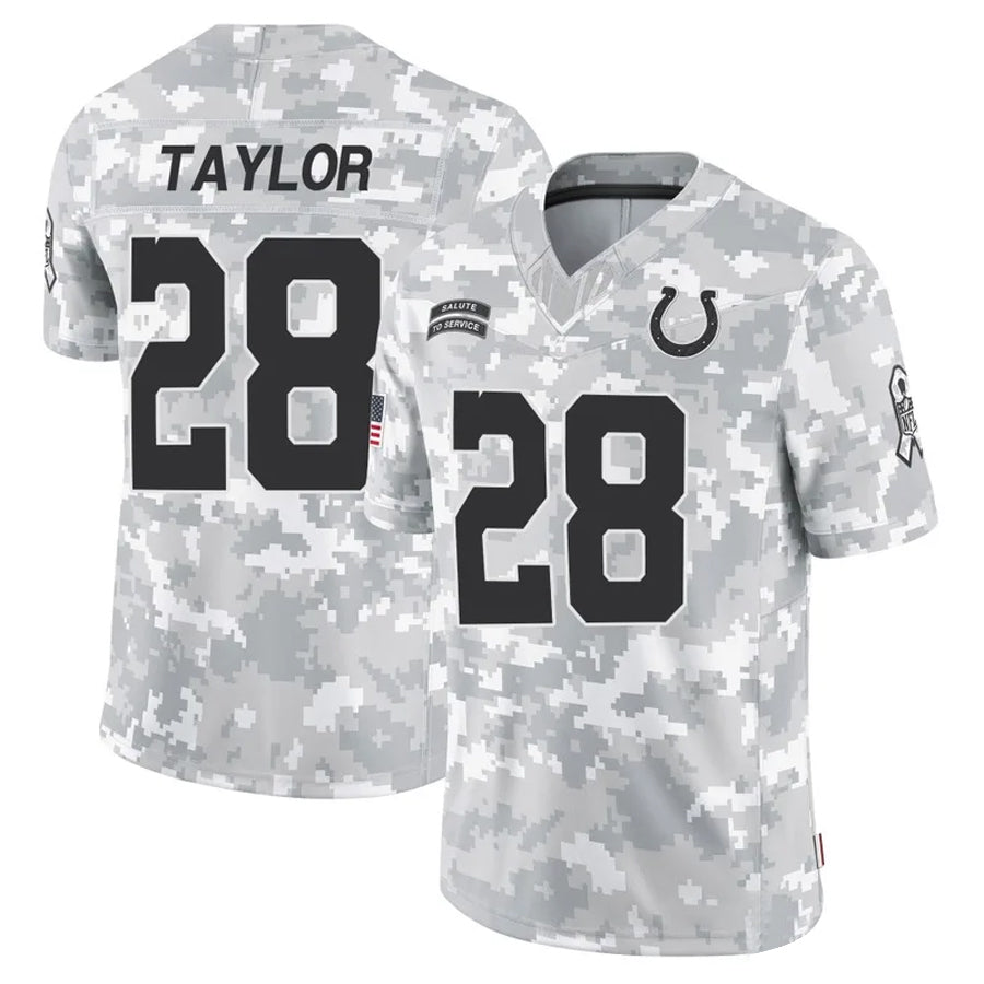 Davalo IN.Colts #28 Jonathan Taylor Player Arctic Camo Salute to Service Limited Stitched Jerseys