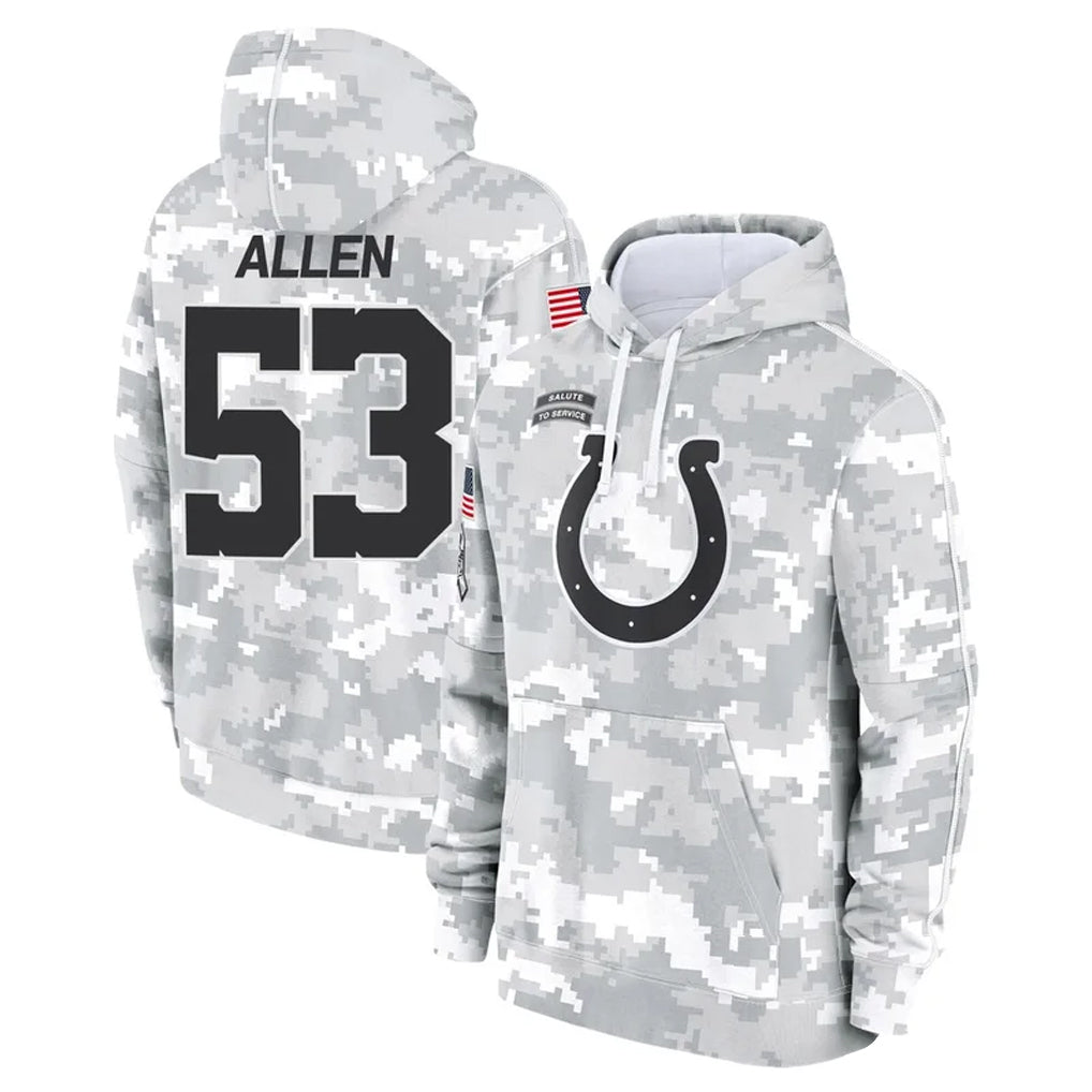 Davalo IN.Colts #53 CJ Allen Player Arctic Camo Salute to Service Hoodies Limited Game Stitched Jerseys