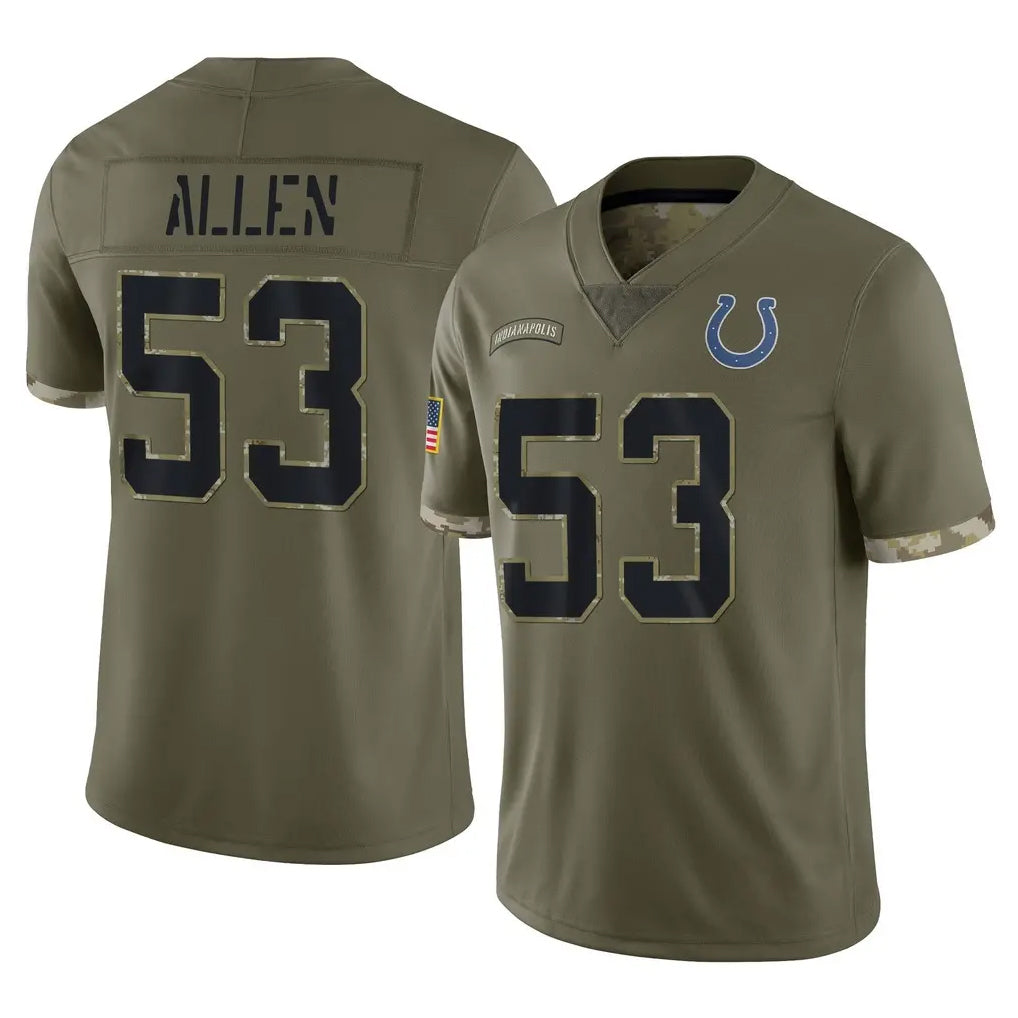 Davalo IN.Colts #53 CJ Allen Player Olive Salute To Service Limited Stitched Jerseys