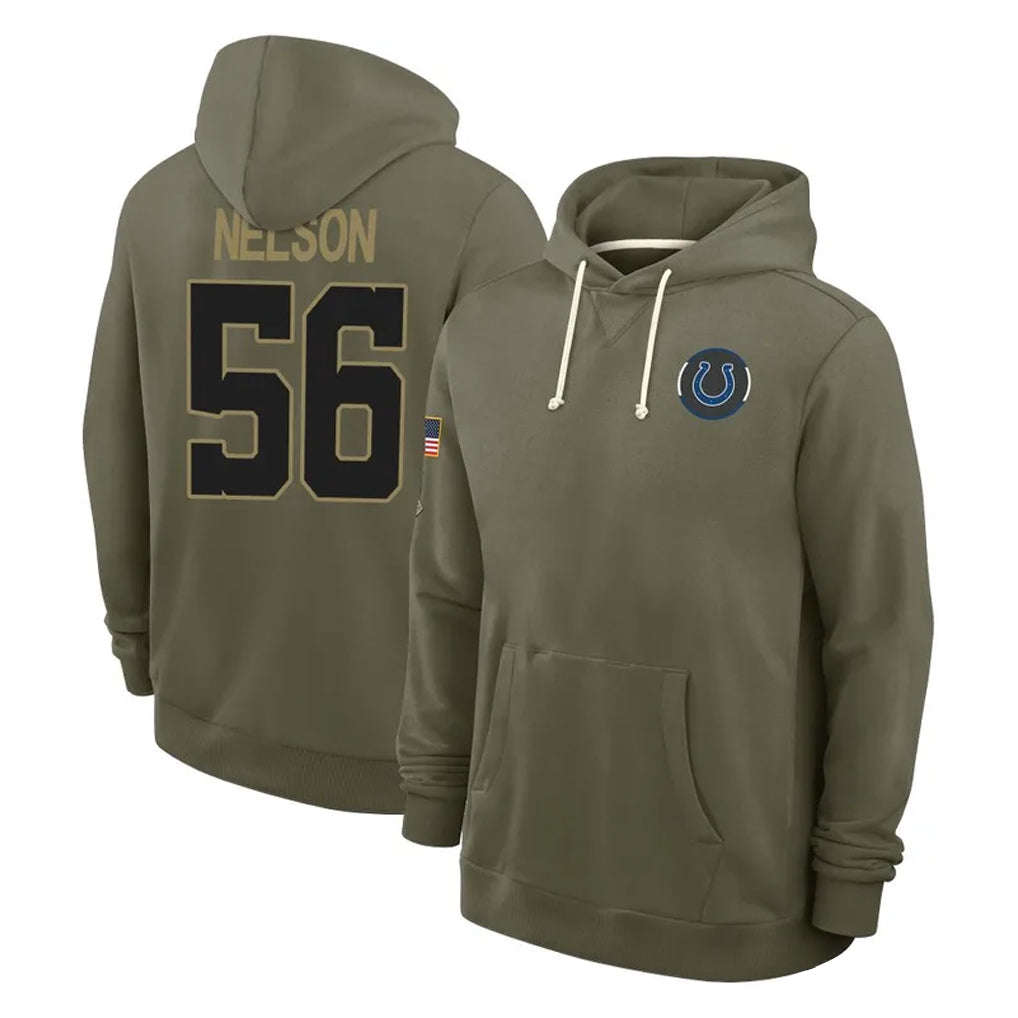 Davalo IN.Colts #56 Quenton Nelson Player Olive Salute to Service Pullover Hoodies Limited Stitched Jerseys