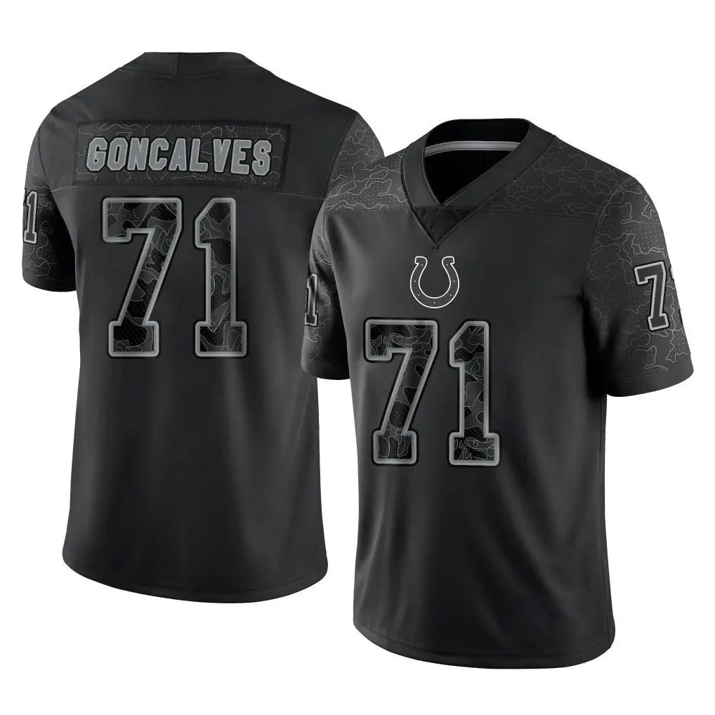 Davalo IN.Colts #71 Matt Goncalves Player Black Reflective Limited Game Stitched Jerseys