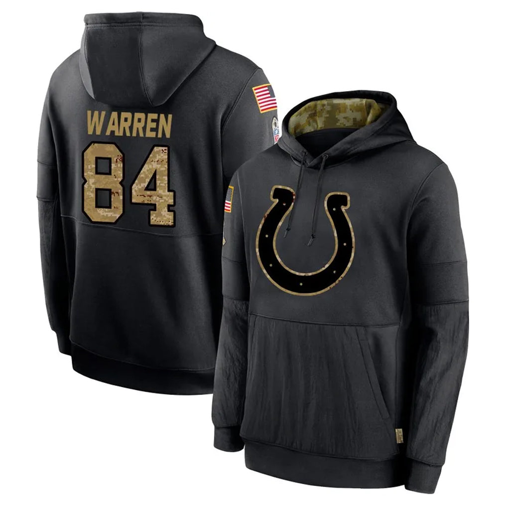 Davalo IN.Colts #84 Tyler Warren Player Black Salute to Service Hoodies Limited Game Stitched Jerseys