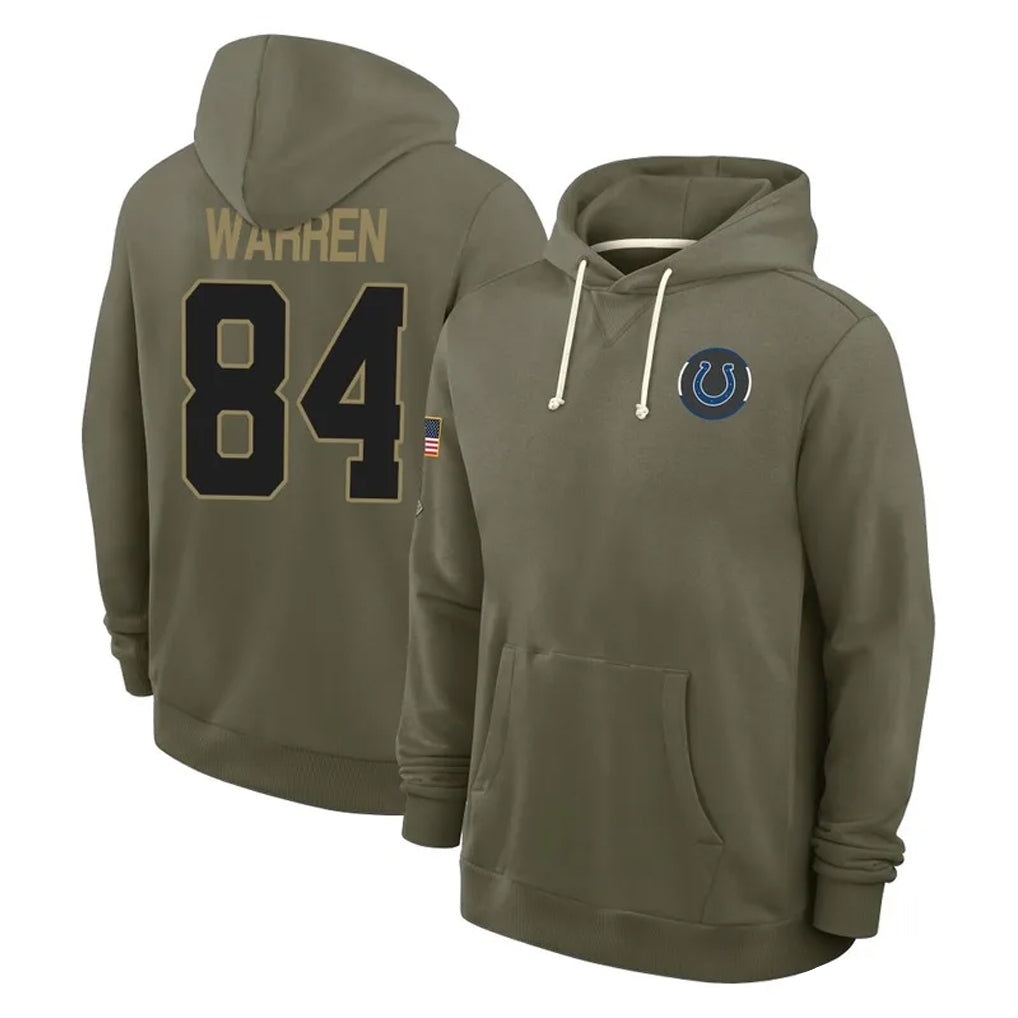 Davalo IN.Colts #84 Tyler Warren Player Olive Salute to Service Pullover Hoodies Limited Stitched Jerseys