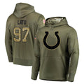 Davalo IN.Colts #97 Laiatu Latu Player Olive Salute to Service Pullover Hoodies Home Game Stitched Jerseys