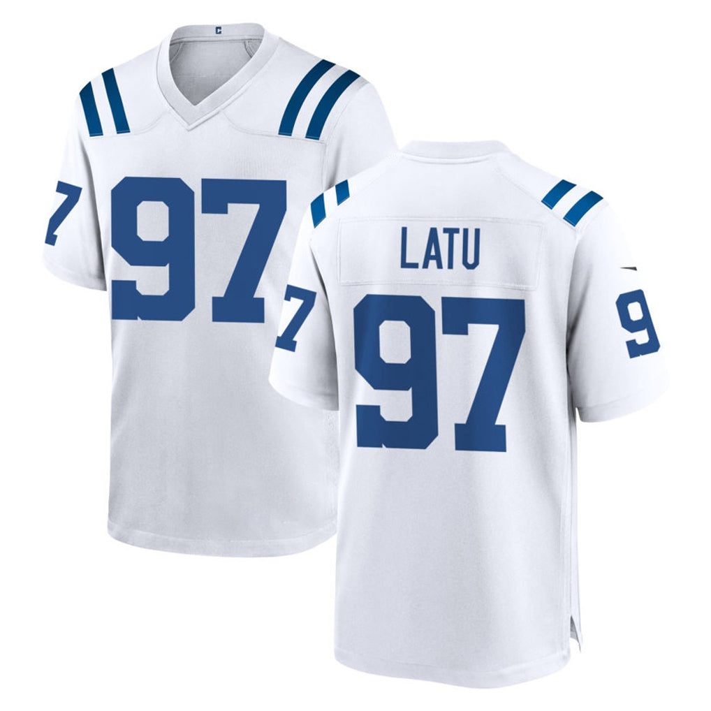 Davalo IN.Colts #97 Laiatu Latu Player White Home Game Stitched Jerseys