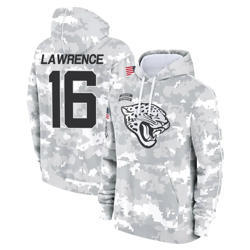 Davalo J.Jaguars #16 Trevor Lawrence Player Arctic Camo Salute to Service Hoodies Limited Game Stitched Jerseys