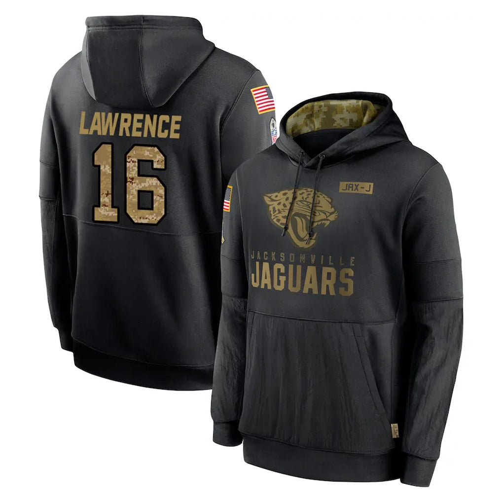 Davalo J.Jaguars #16 Trevor Lawrence Player Black Salute to Service Hoodies Limited Game Stitched Jerseys