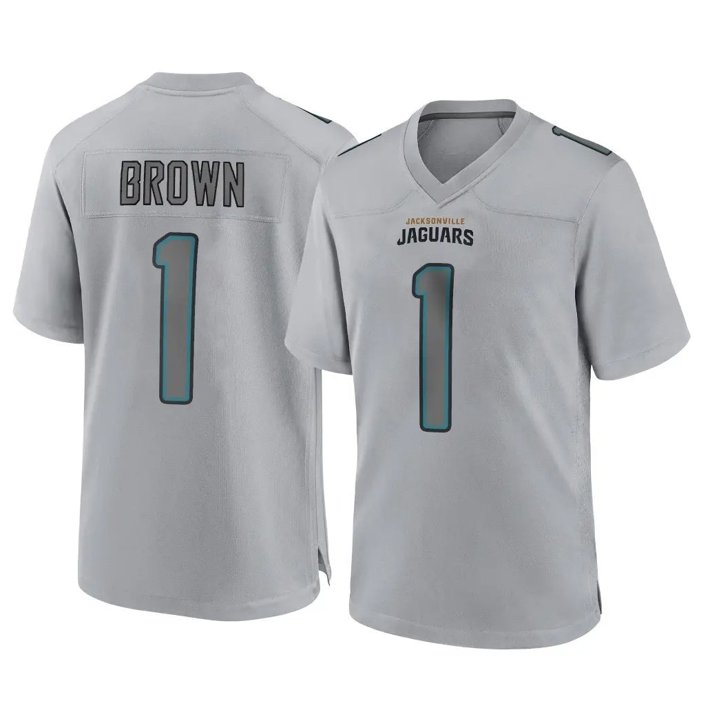 Davalo J.Jaguars #1 Montaric Brown Player Gray Atmosphere Fashion Home Game Stitched Jerseys