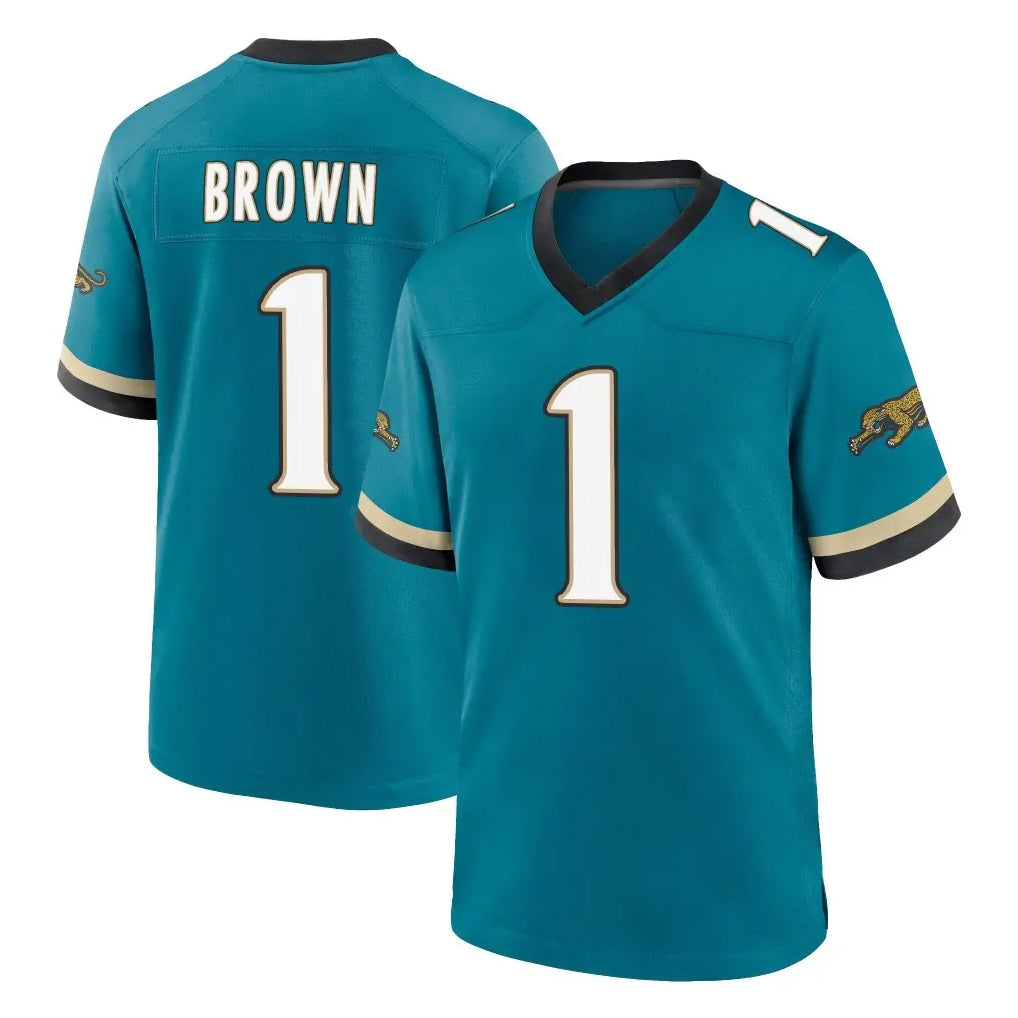 Davalo J.Jaguars #1 Montaric Brown Player Teal Prowler Throwback Limited Home Game Stitched Jerseys