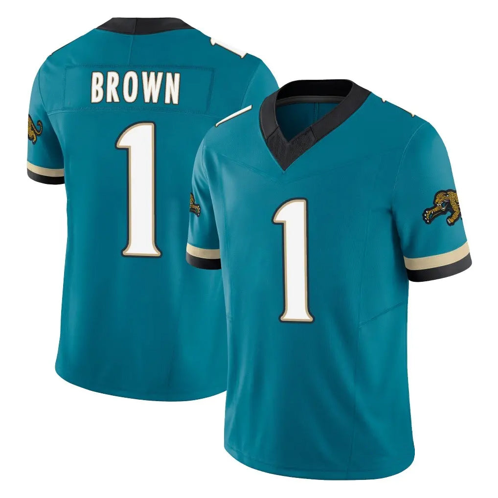 Davalo J.Jaguars #1 Montaric Brown Player Teal Prowler Throwback Vapor F.U.S.E. Limited Home Game Stitched Jerseys