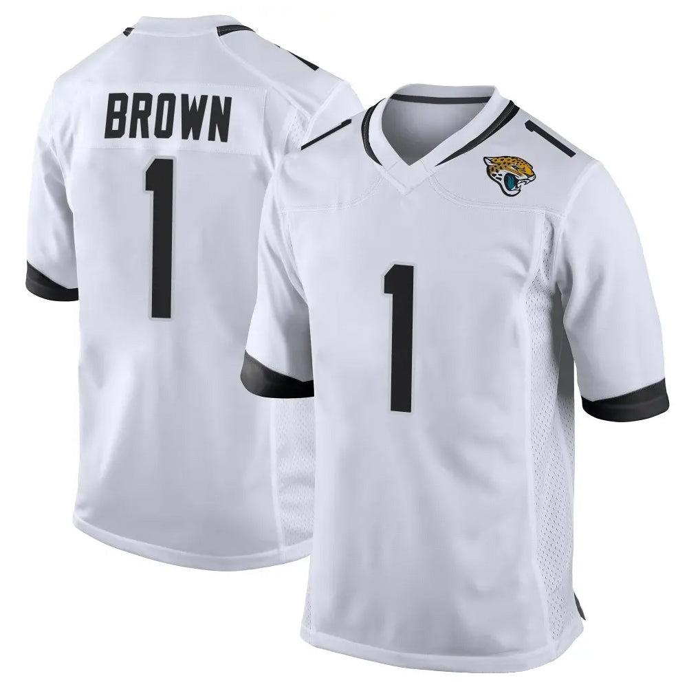 Davalo J.Jaguars #1 Montaric Brown Player White Home Game Stitched Jerseys