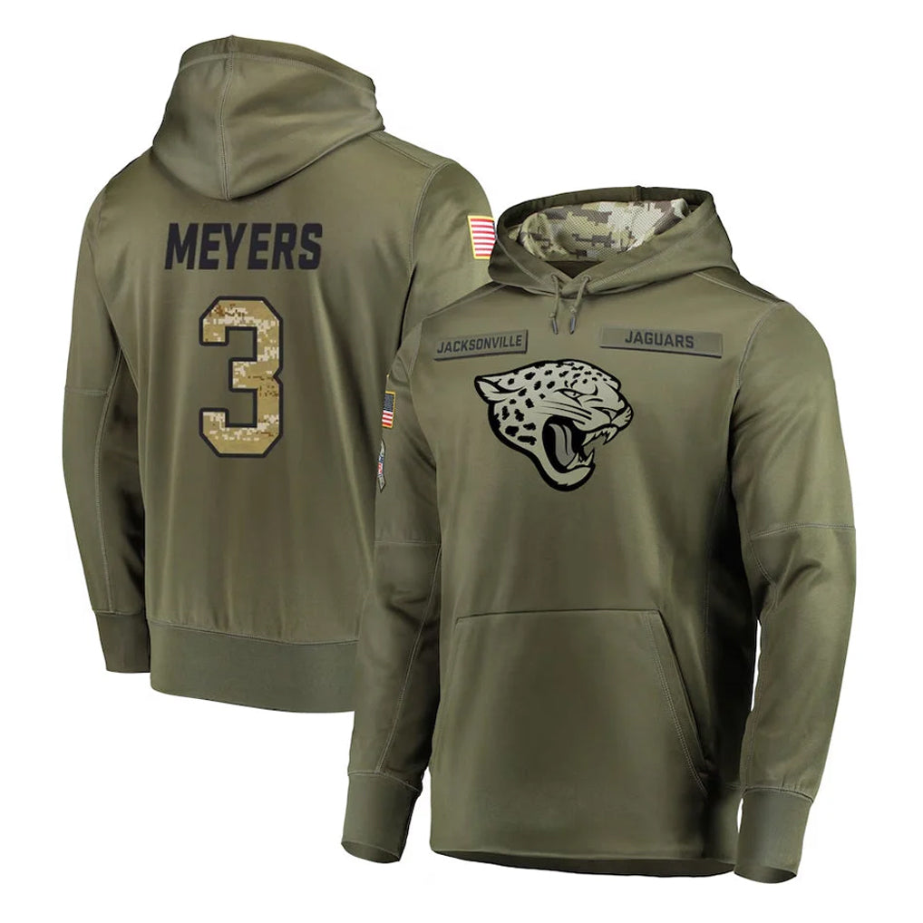 Davalo J.Jaguars #3 Jakobi Meyers Player Olive Salute to Service Pullover Hoodies Home Game Stitched Jerseys