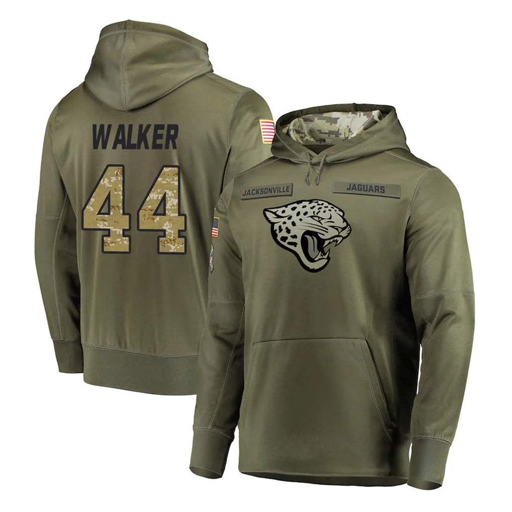 Davalo J.Jaguars #44 Travon Walker Player Olive Salute to Service Pullover Hoodies Home Game Stitched Jerseys