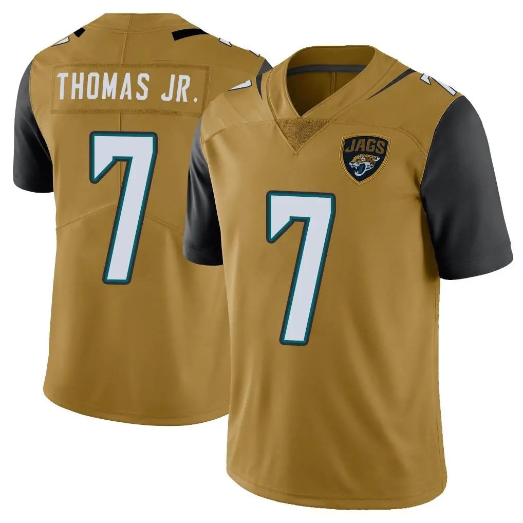 Davalo J.Jaguars #7 Brian Thomas Jr. Player Gold Vapor Limited Home Game Stitched Jerseys