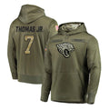 Davalo J.Jaguars #7 Brian Thomas Jr. Player Olive Salute to Service Pullover Hoodies Home Game Stitched Jerseys