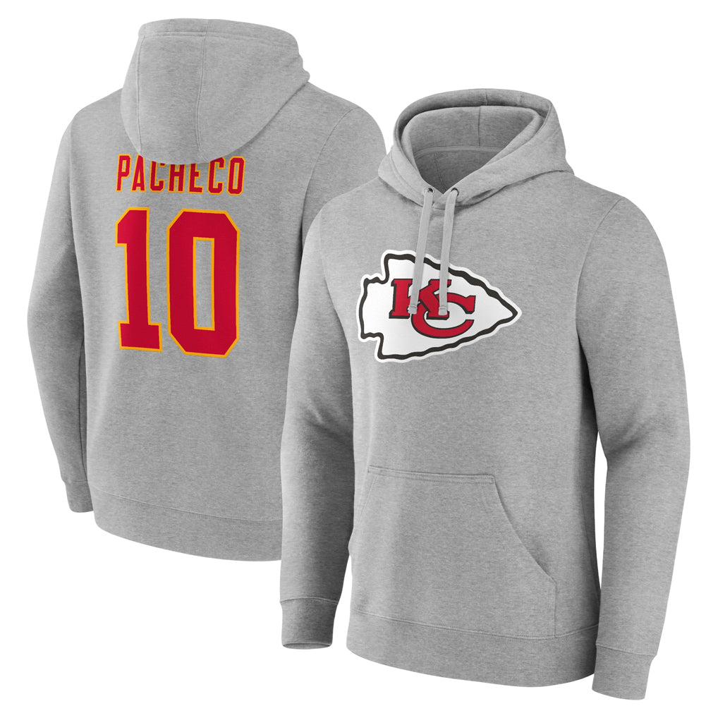 Davalo KC.Chiefs #10 Isiah Pacheco Player Gray Pullover Hoodies Stitched Jerseys