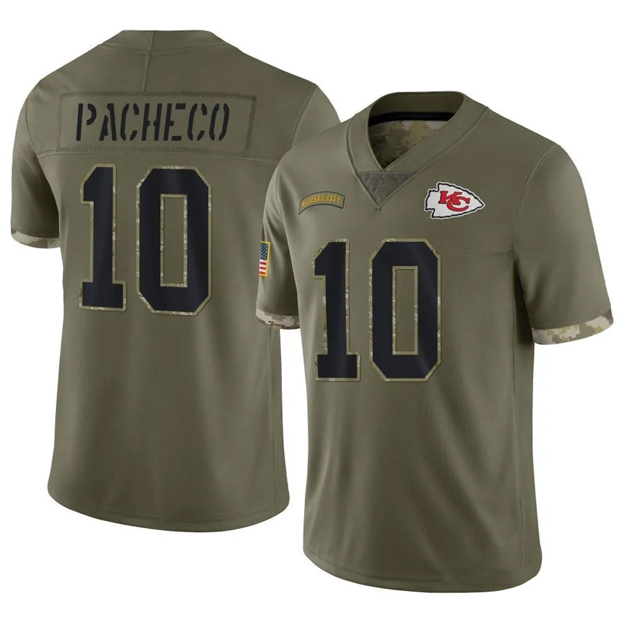 Davalo KC.Chiefs #10 Isiah Pacheco Player Olive Salute To Service Stitched Jerseys