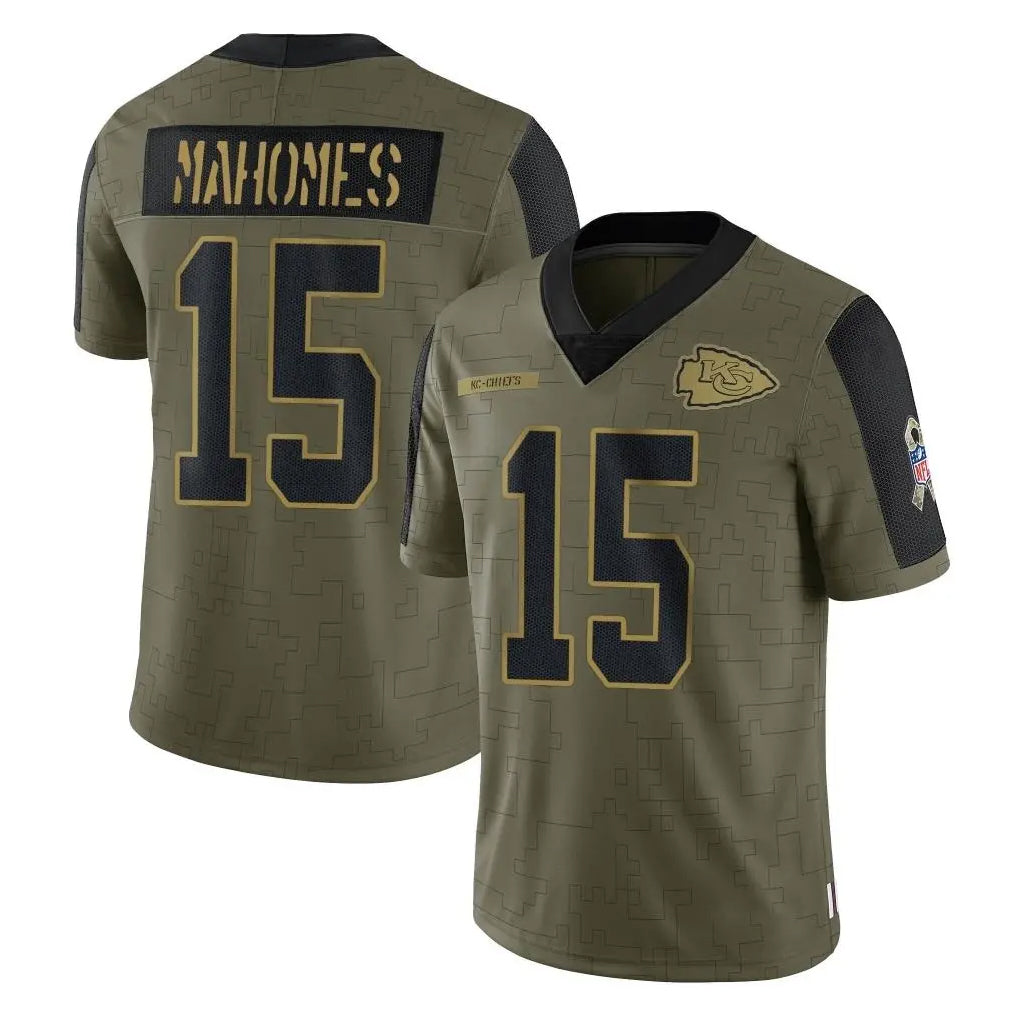 Davalo KC.Chiefs #15 Patrick Mahomes Player Olive Salute To Service Limited Game Stitched Jerseys