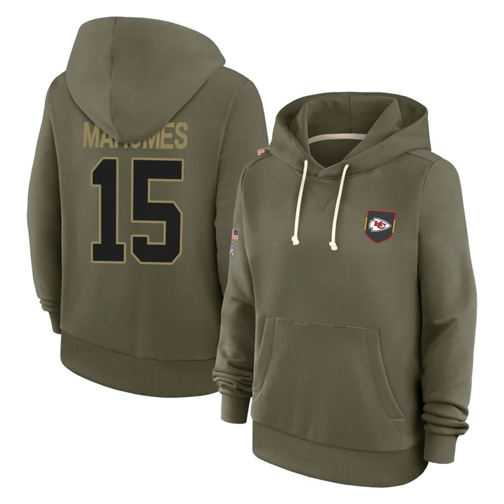 Davalo KC.Chiefs #15 Patrick Mahomes Player Olive Salute to Service Hoodies Stitched Jerseys