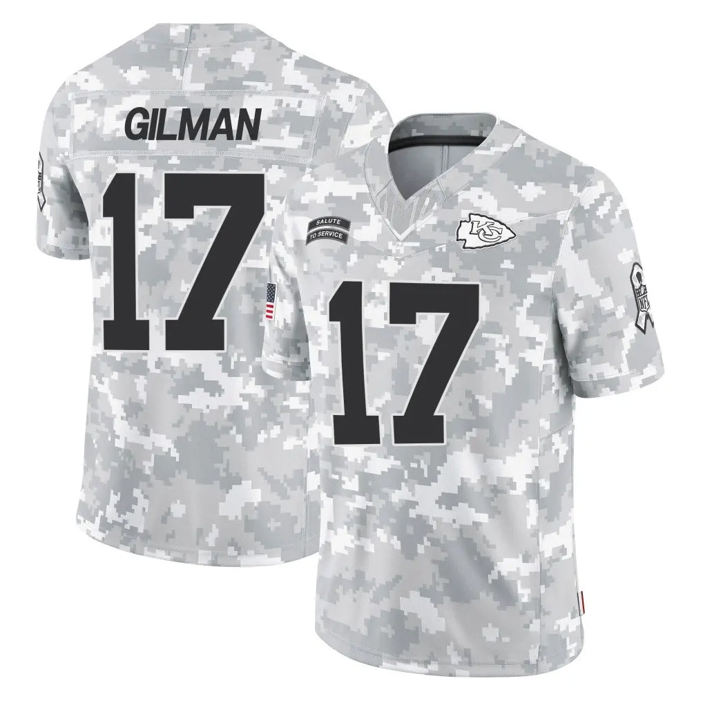 Davalo KC.Chiefs #17 Alohi Gilman Player Arctic Camo Salute To Service Limited Game Stitched Jerseys