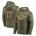 Davalo KC.Chiefs #17 Alohi Gilman Player Olive Salute to Service Pullover Hoodies Home Game Stitched Jerseys
