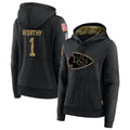 Davalo KC.Chiefs #1 Xavier Worthy Player Black Salute to Service Hoodies Stitched Jerseys