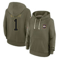 Davalo KC.Chiefs #1 Xavier Worthy Player Olive Salute to Service Hoodies Stitched Jerseys