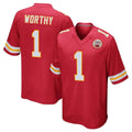 Davalo KC.Chiefs #1 Xavier Worthy Player Red Home Game Stitched Jerseys