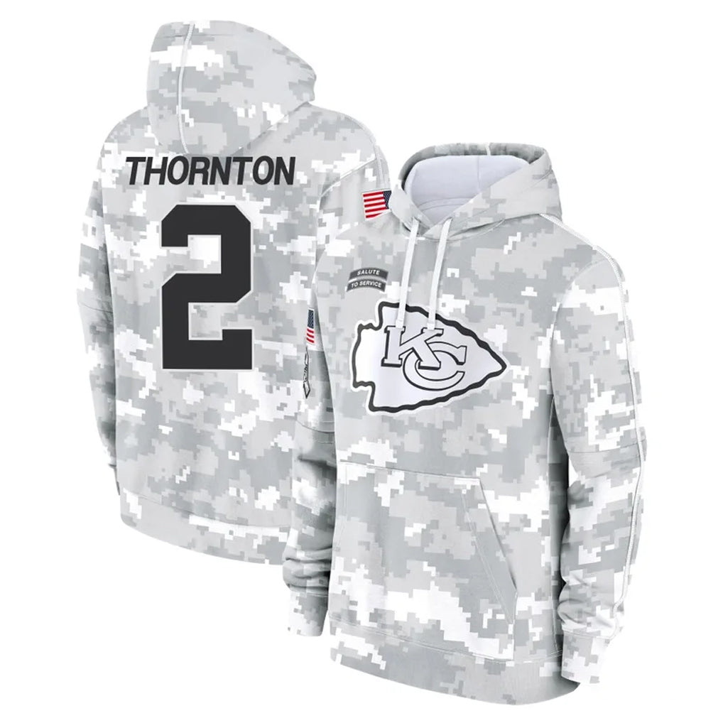 Davalo KC.Chiefs #2 Tyquan Thornton Player Arctic Camo Salute to Service Hoodies Limited Game Stitched Jerseys