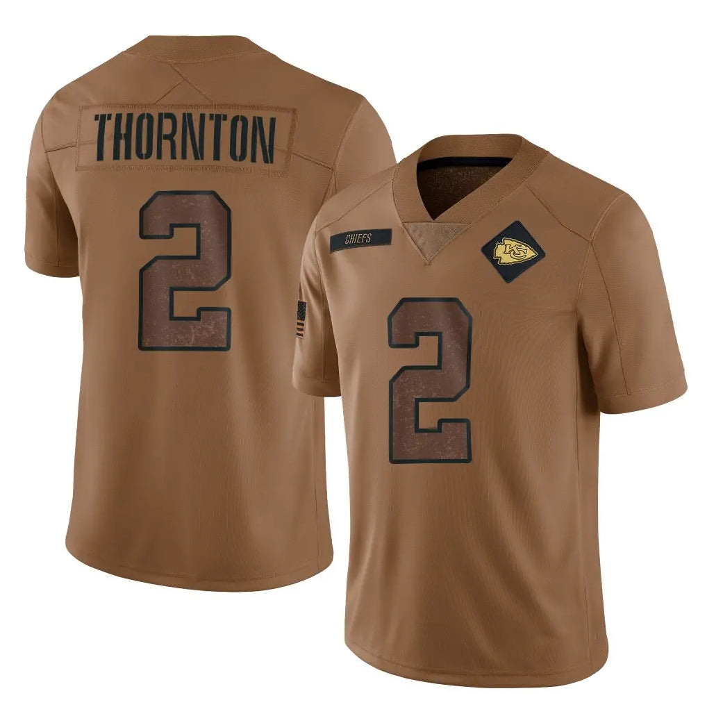 Davalo KC.Chiefs #2 Tyquan Thornton Player Brown Salute To Service Limited Stitched Jerseys