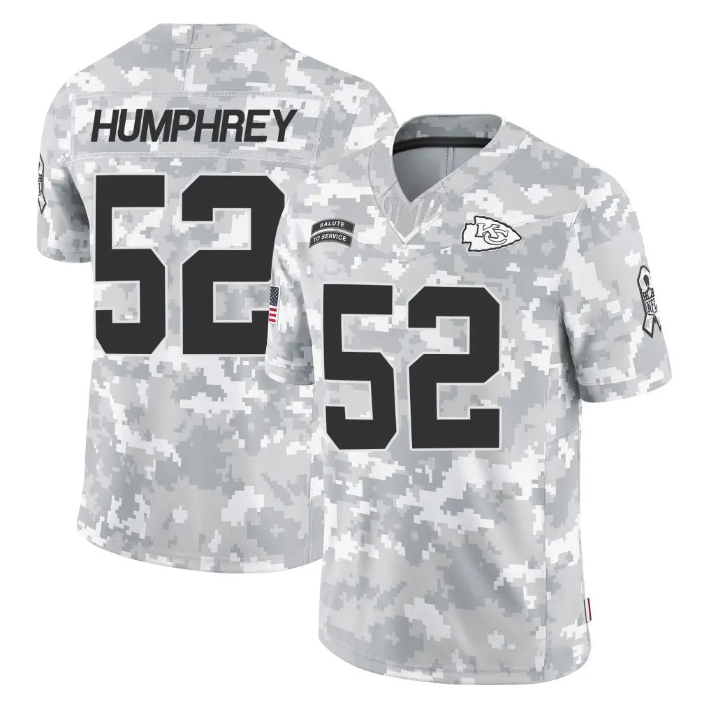 Davalo KC.Chiefs #52 Creed Humphrey Player Arctic Camo Salute To Service Limited Game Stitched Jerseys