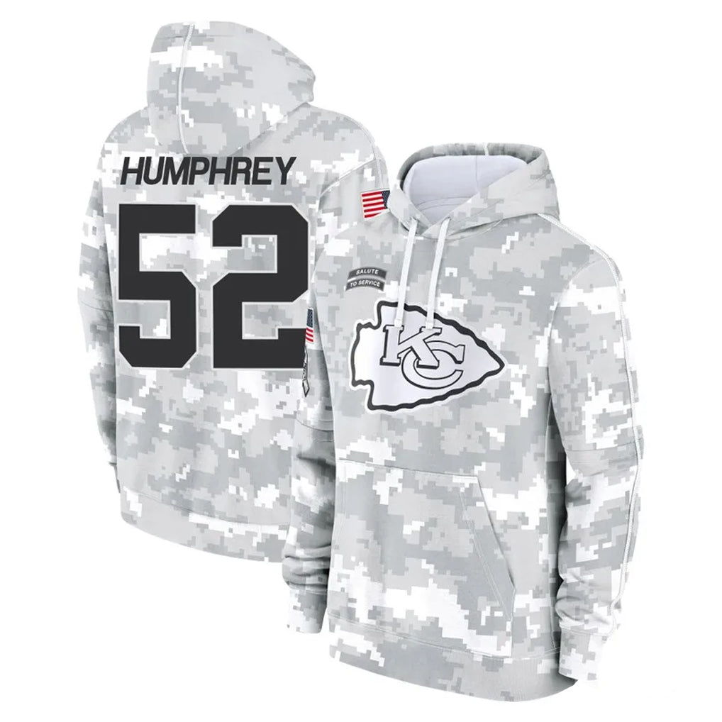 Davalo KC.Chiefs #52 Creed Humphrey Player Arctic Camo Salute to Service Hoodies Limited Game Stitched Jerseys