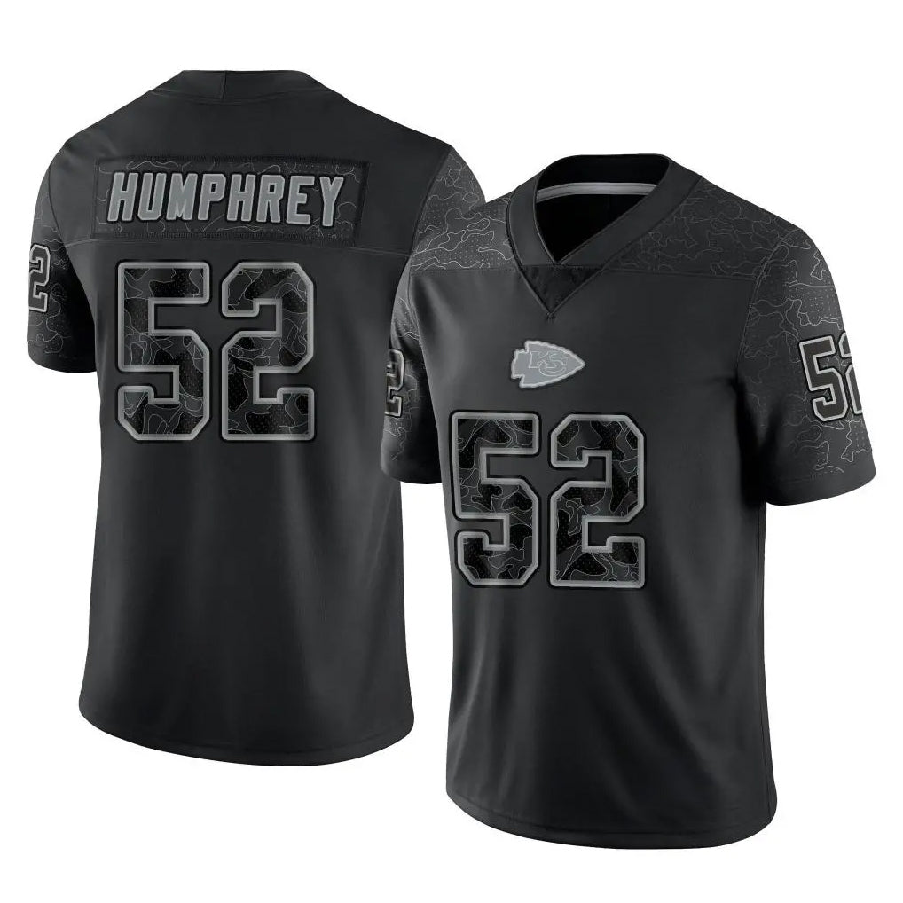 Davalo KC.Chiefs #52 Creed Humphrey Player Black Limited Reflective Game Stitched Jerseys