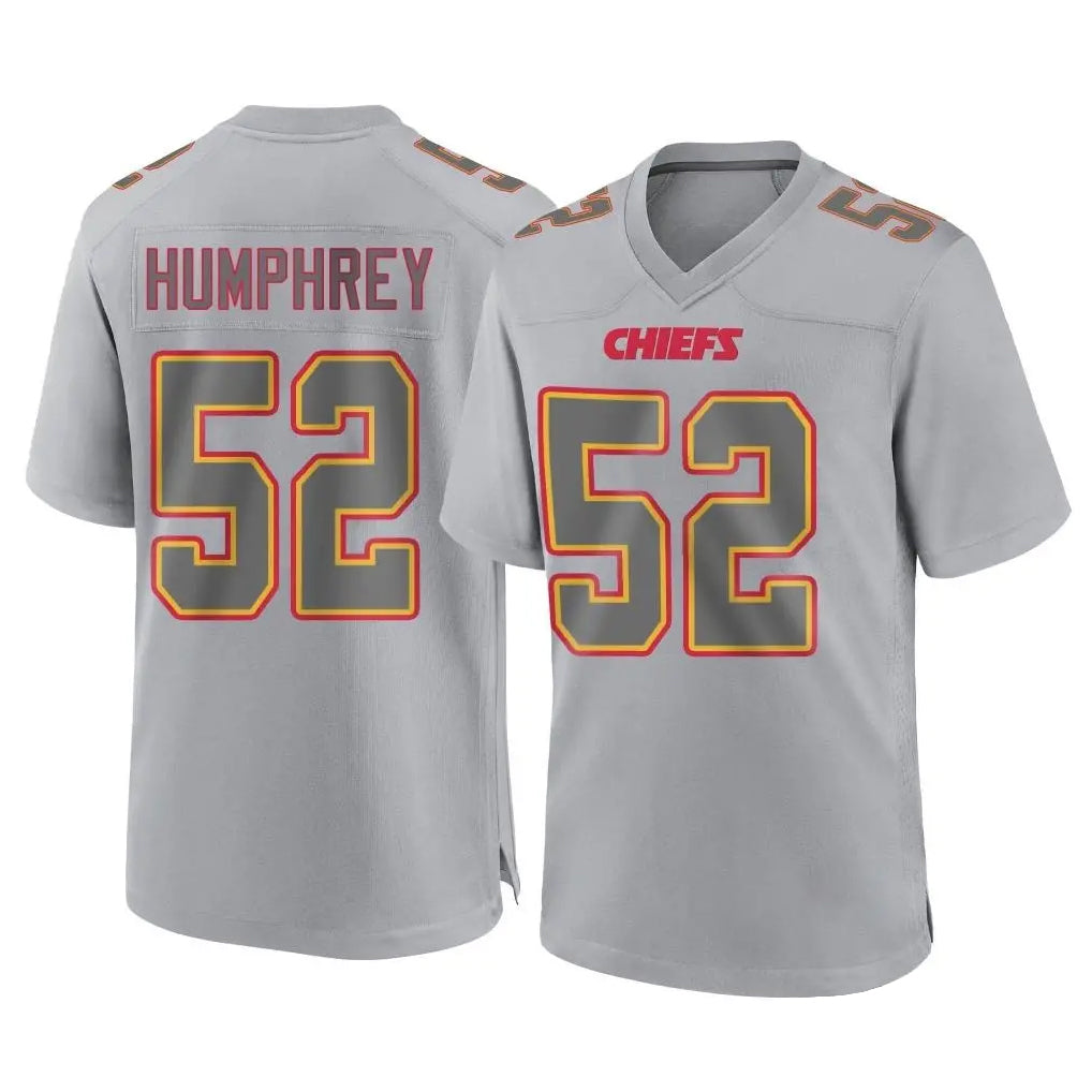 Davalo KC.Chiefs #52 Creed Humphrey Player Gray Atmosphere Fashion Game Stitched Jerseys