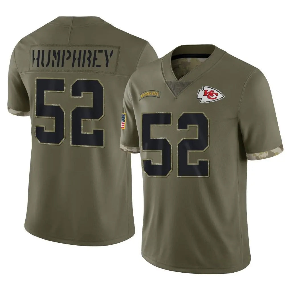 Davalo KC.Chiefs #52 Creed Humphrey Player Olive Salute To Service Limited Stitched Jerseys