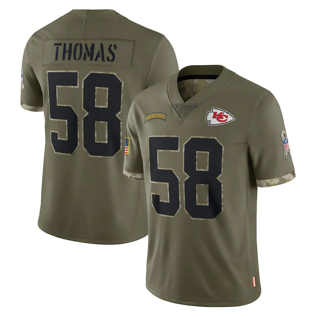Davalo KC.Chiefs #58 Derrick Thomas Player Olive Salute To Service Limited Stitched Jerseys
