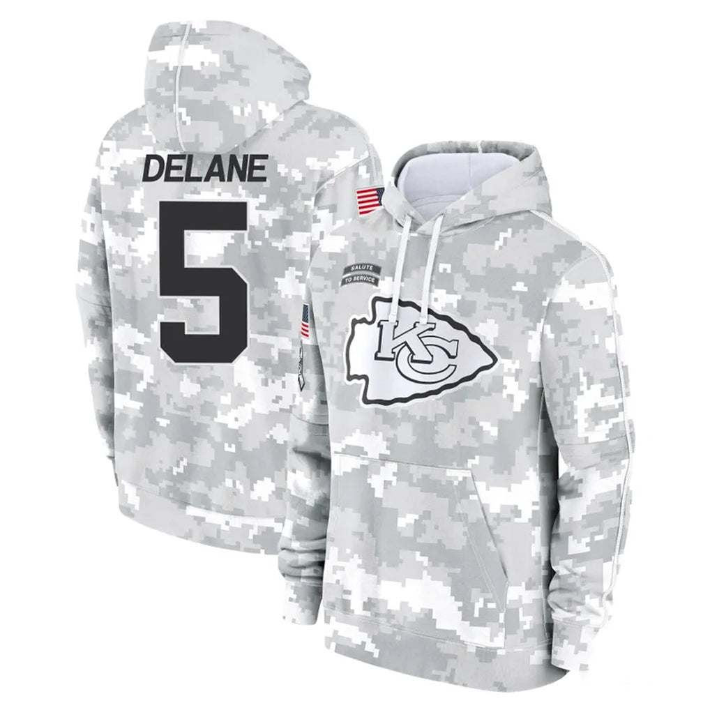 Davalo KC.Chiefs #5 Mansoor Delane Player Arctic Camo Salute to Service Hoodies Limited Game Stitched Jerseys