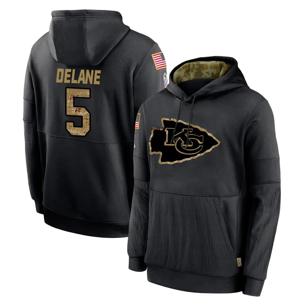 Davalo KC.Chiefs #5 Mansoor Delane Player Black Salute to Service Hoodies Limited Game Stitched Jerseys
