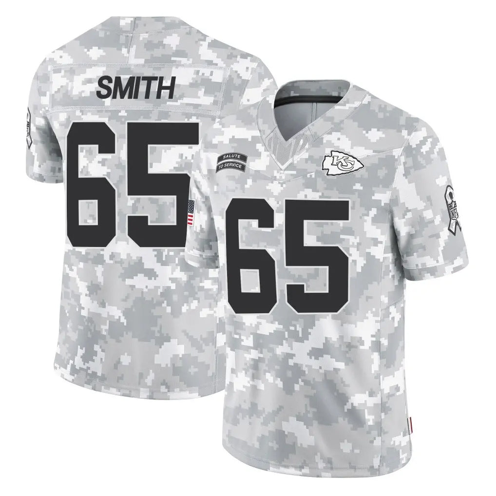 Davalo KC.Chiefs #65 Trey Smith Player Arctic Camo Salute To Service Limited Game Stitched Jerseys