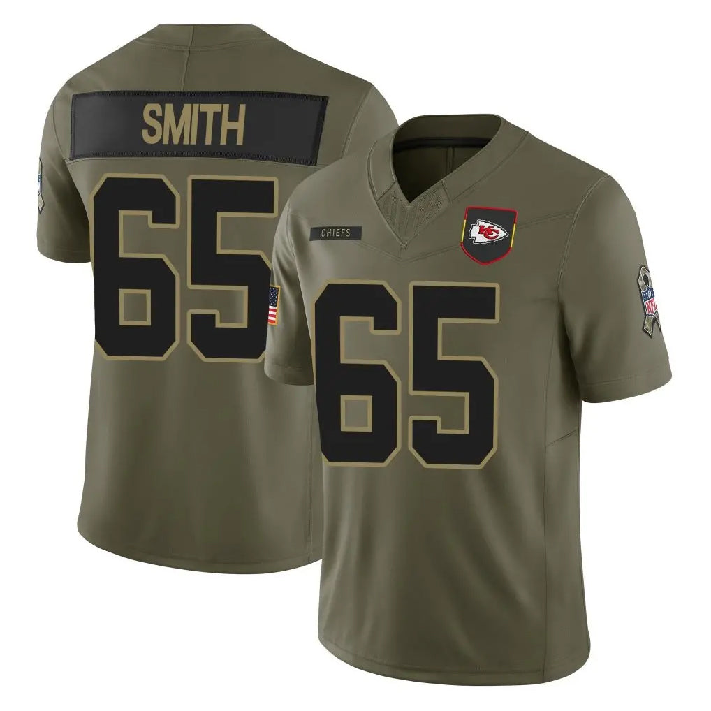 Davalo KC.Chiefs #65 Trey Smith Player Olive 2025 Salute To Service Limited Game Stitched Jerseys