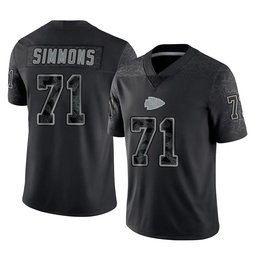 Davalo KC.Chiefs #71 Josh Simmons Player Black Limited Reflective Game Stitched Jerseys
