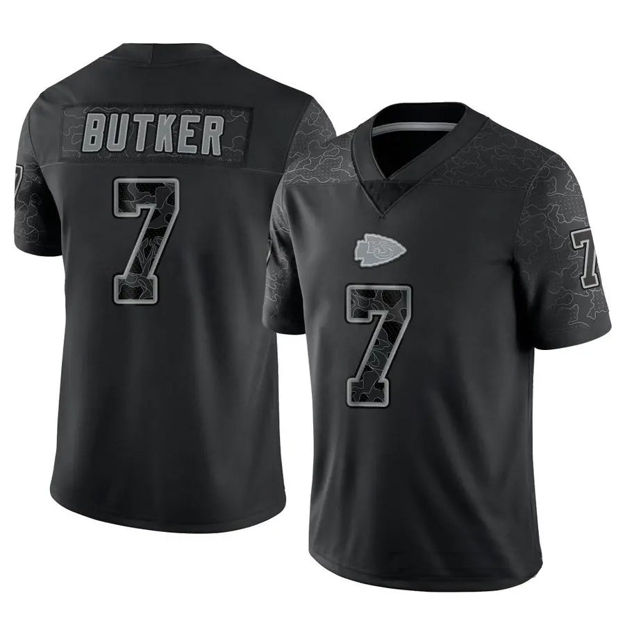 Davalo KC.Chiefs #7 Harrison Butker Player Black RFLCTV Limited Stitched Jerseys