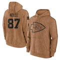 Davalo KC.Chiefs #87 Travis Kelce Player Brown Salute to Service Hoodies Limited Game Stitched Jerseys
