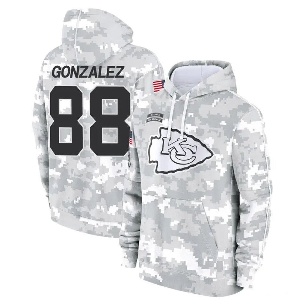 Davalo KC.Chiefs #88 Tony Gonzalez Player Arctic Camo Salute to Service Hoodies Limited Game Stitched Jerseys