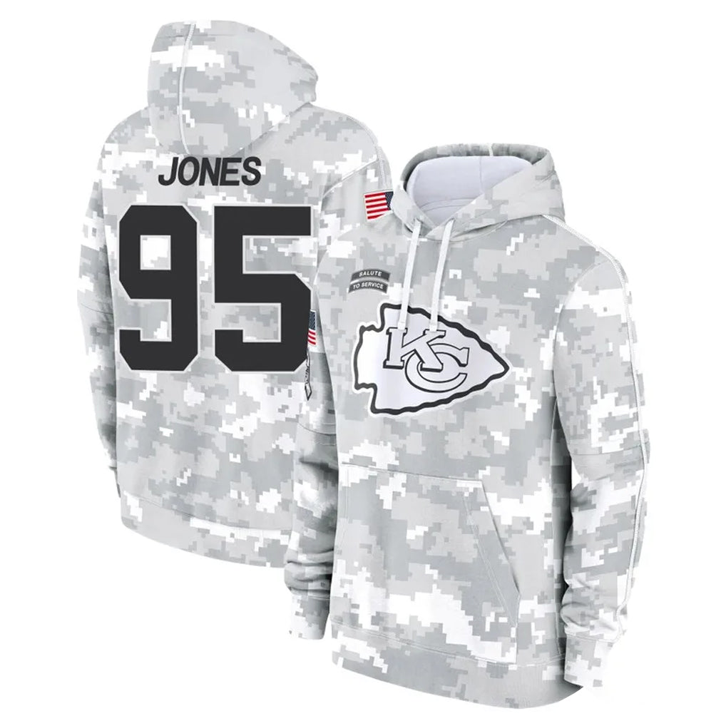 Davalo KC.Chiefs #95 Chris Jones Player Arctic Camo Salute to Service Hoodies Limited Game Stitched Jerseys