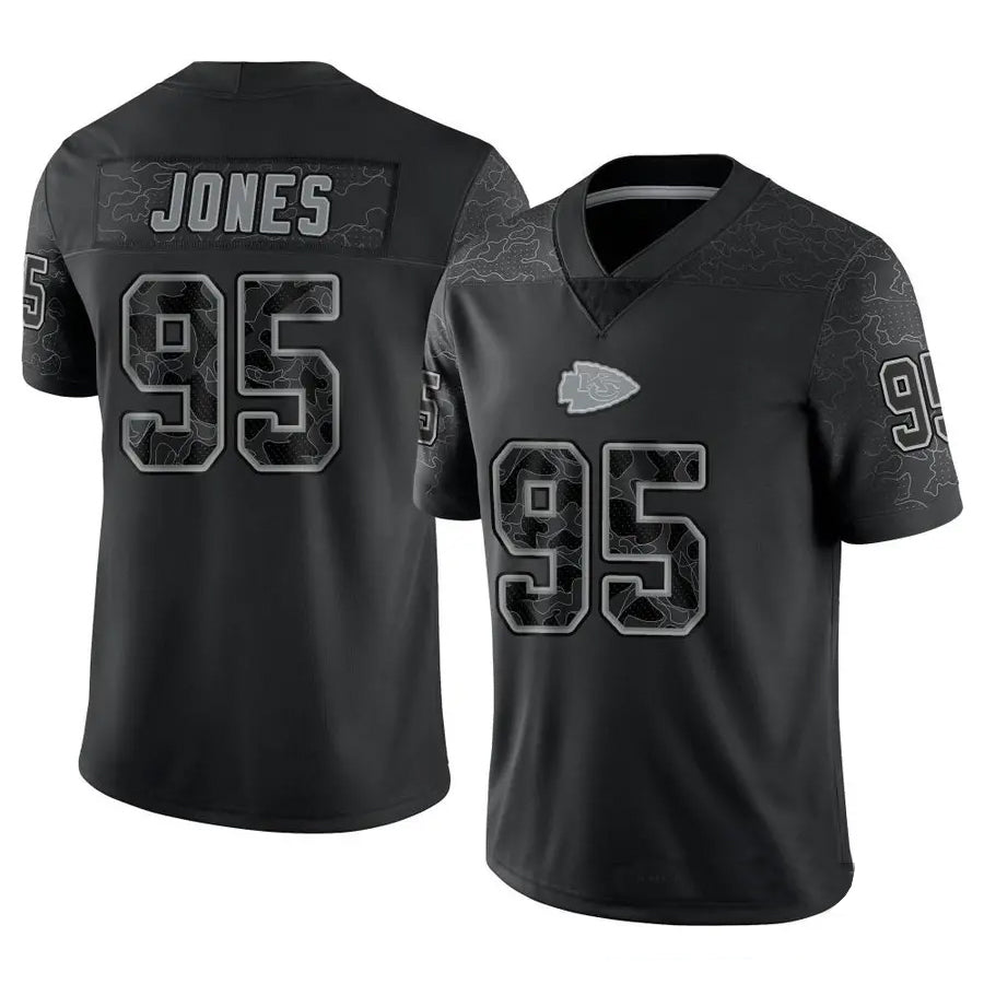 Davalo KC.Chiefs #95 Chris Jones Player Black RFLCTV Limited Stitched Jerseys