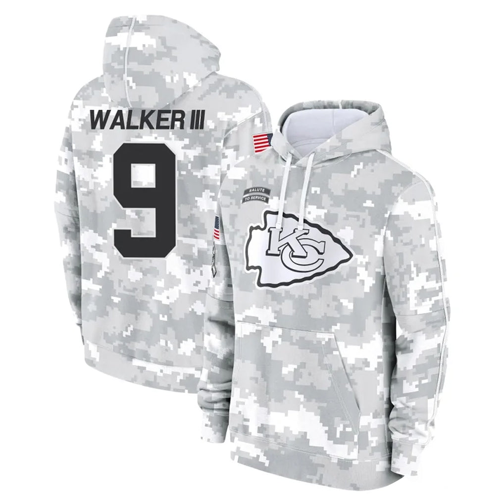 Davalo KC.Chiefs #9 Kenneth Walker III Player Arctic Camo Salute to Service Hoodies Limited Game Stitched Jerseys