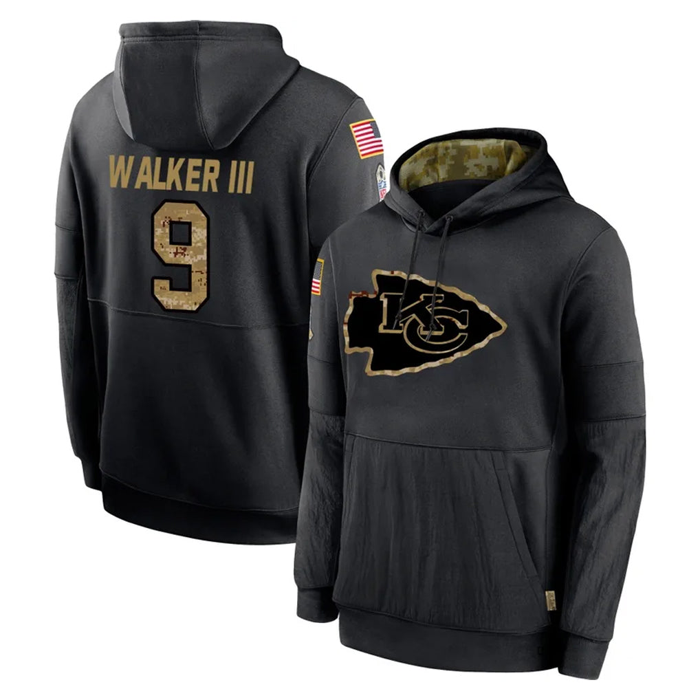Davalo KC.Chiefs #9 Kenneth Walker III Player Black Salute to Service Hoodies Limited Game Stitched Jerseys