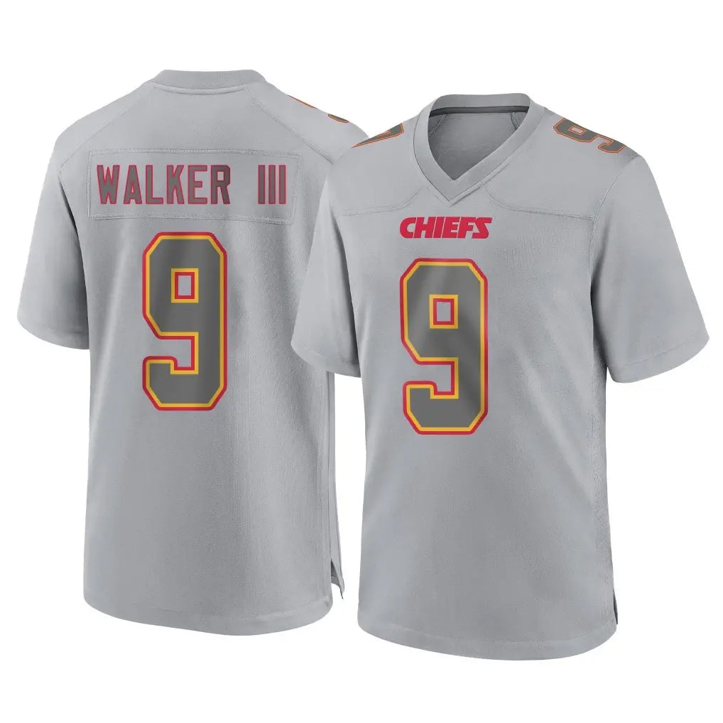 Davalo KC.Chiefs #9 Kenneth Walker III Player Gray Atmosphere Fashion Game Stitched Jerseys