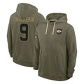 Davalo KC.Chiefs #9 Kenneth Walker III Player Olive Salute to Service Pullover Hoodies Limited Stitched Jerseys